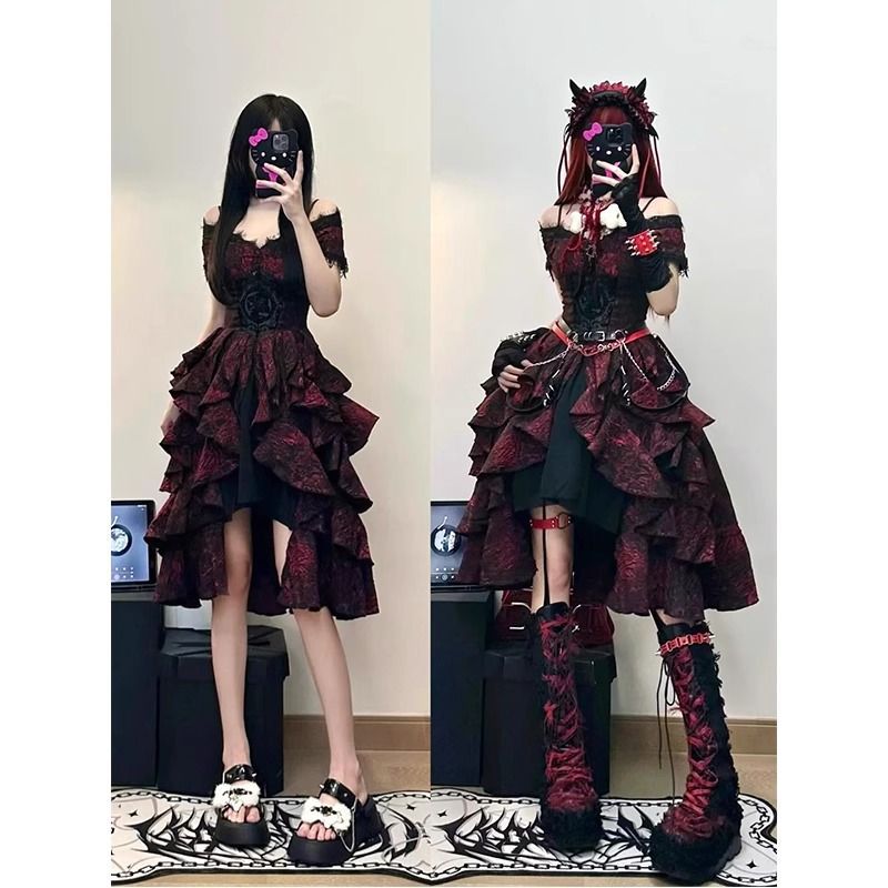 Victorian Women'S Formal Wear - ビクトリア朝のゴシックロリータプリンセスドレス女性エレガントなフリルスリムイブニングパーティードレス女性日本のヴィンテージ Y2k 妖精ドレス