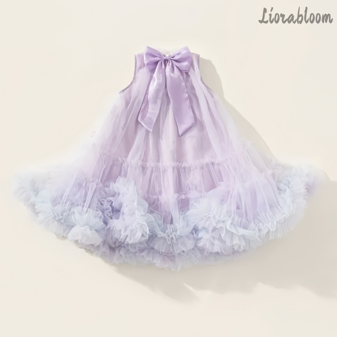 Women'S Formal Wear For Girls - パープル エブリデイ プリンセスドレス フォーマルガウン レース裾 リボンアクセント