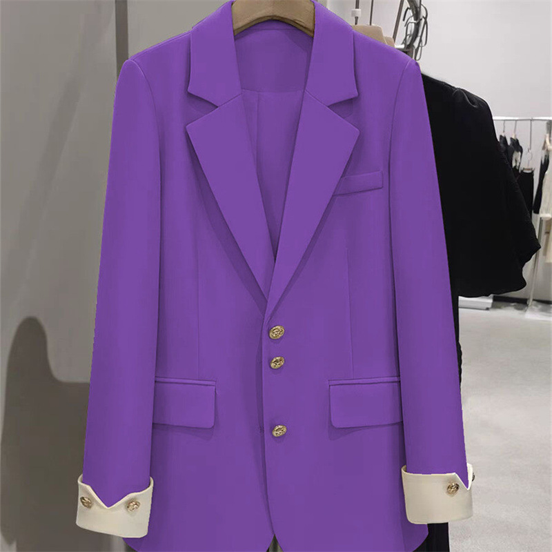 Formal Winter Wear Women Jacket - ファッションレディースブレザーカラーブロック長袖女性ビジネスワークウェアフォーマルスーツジャケット春秋コート女性の上着