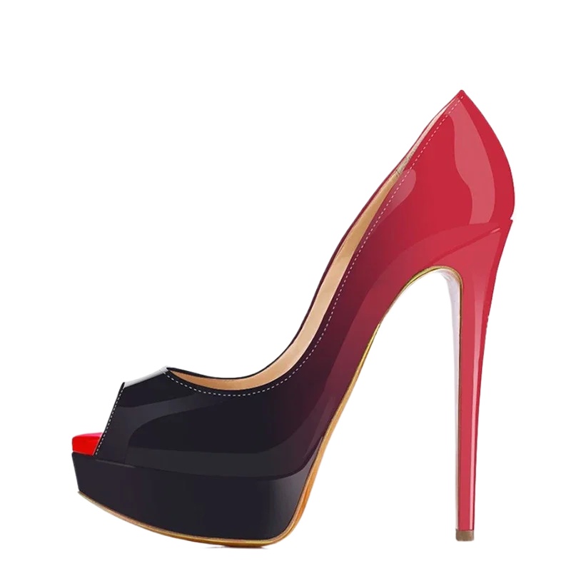 Women'S Formal Wear To A Wedding - 女性スティレットセクシーなパンプス 14 センチメートル非常にプラットフォームピープトウハイヒールパテントレザーパーティーナイトクラブドレスレッドウェディングシューズ
