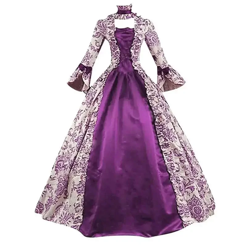 Victorian Women'S Formal Wear - 女性ビクトリア朝のフォーマルガウン中世ルネッサンススタイルフレアスリーブドレスゴシック花柄レースローブプラスサイズコスプレ着用