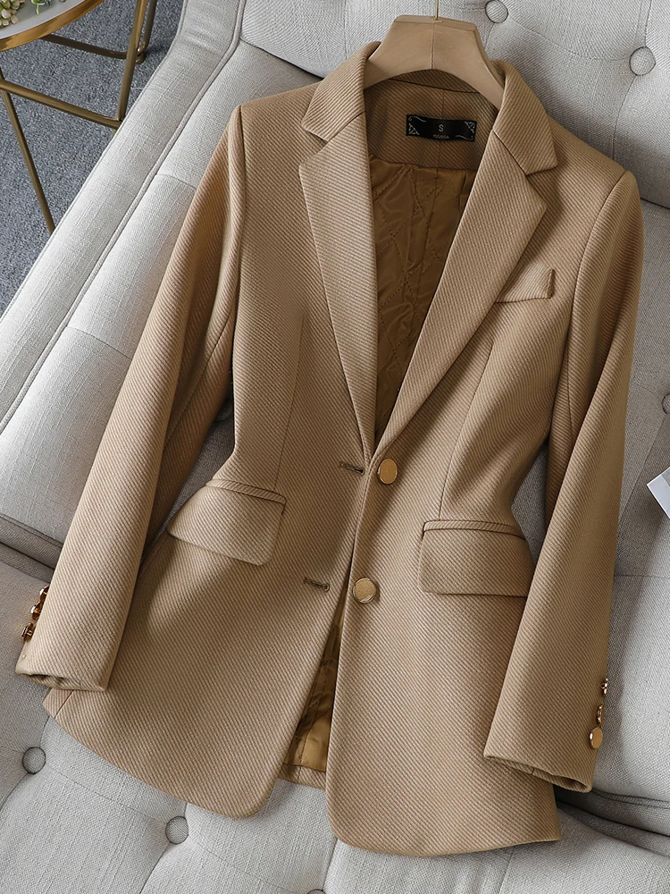 Formal Winter Wear Women Jacket - ファッションレディースブレザー女性用グリーンブラックカーキ長袖女性ビジネスワークウェアスリムフォーマルジャケット秋冬用