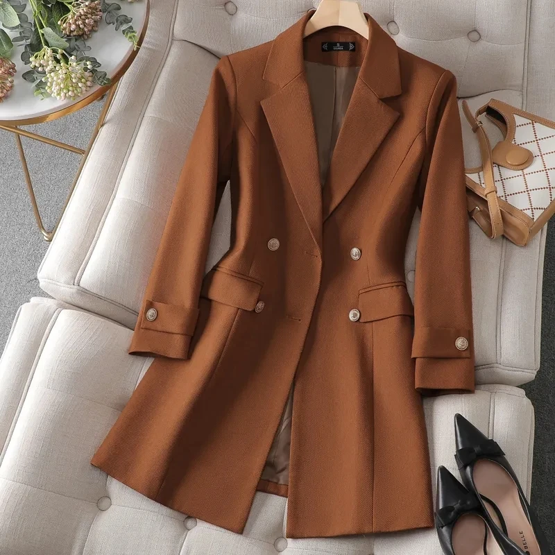 Formal Winter Wear Women Jacket - レディースロングジャケット,フォーマルジャケット,レディースアウター,ビジネスウェア,カーキ,コーヒー,ブラック,オフィス,秋冬