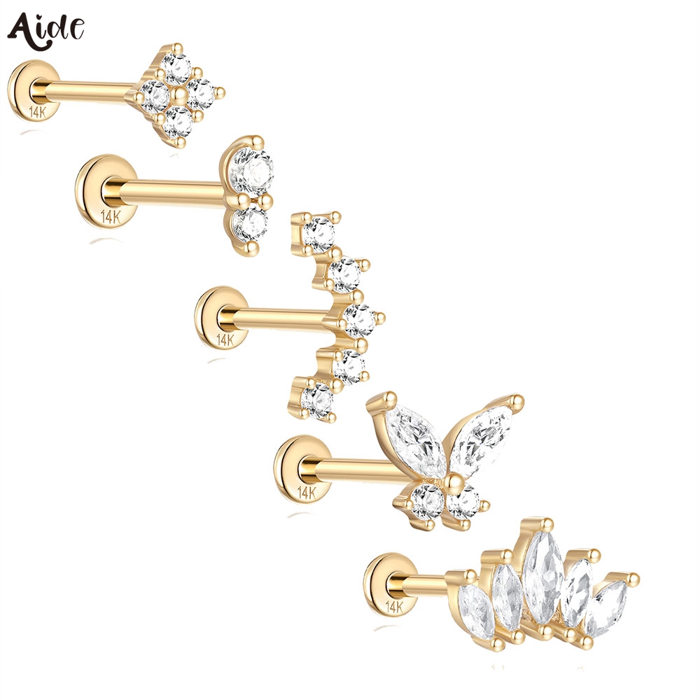 Pearl Earring Stud - Aide-diy-ジルコンパールのイヤリング,シンプルなジュエリー,K14ソリッドゴールド,ミニマリストスタイル,クリスマスアクセサリー
