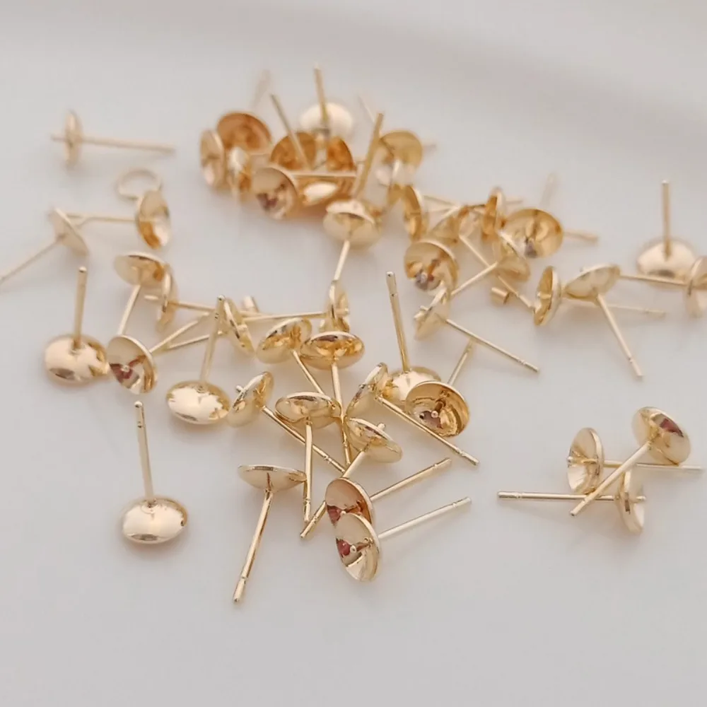 Pearl Earring Stud - 14K金メッキビーズアクセサリー、半穴貼り付けイヤースタッド、パールイヤーニードル、イヤリングはすべて手作りのDIYアクセサリーです。