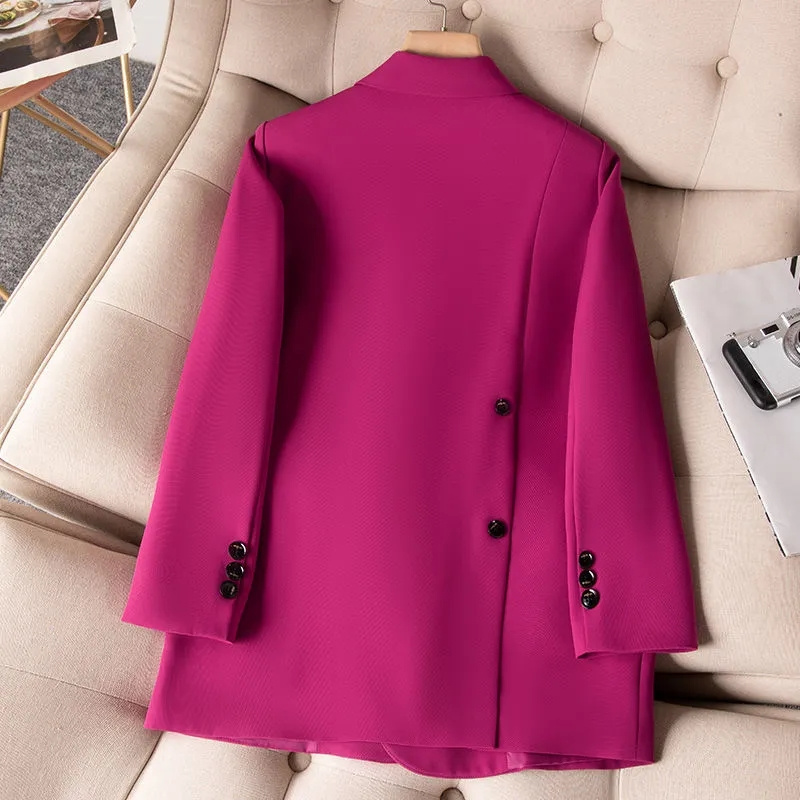 Formal Winter Wear Women Jacket - 女性のためのフォーマルなブレザー,新しいピンクの黒の女性の長袖,ダブルブレストのビジネスウェア,ジャケット,2023