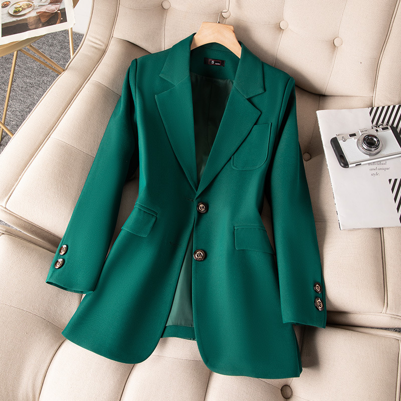 Formal Winter Wear Women Jacket - 女性用長袖シングルブレストジャケット,フォーマルコート,青,黒,緑,オフィスウェア,作業服,アウター