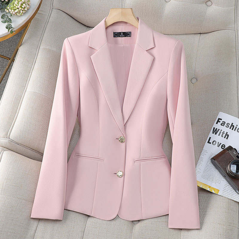 Formal Winter Wear Women Jacket - 新しいファッション女性フォーマルブレザーレディースシングルブレスト長袖作業服コート春秋ジャケット女性スーツアウター