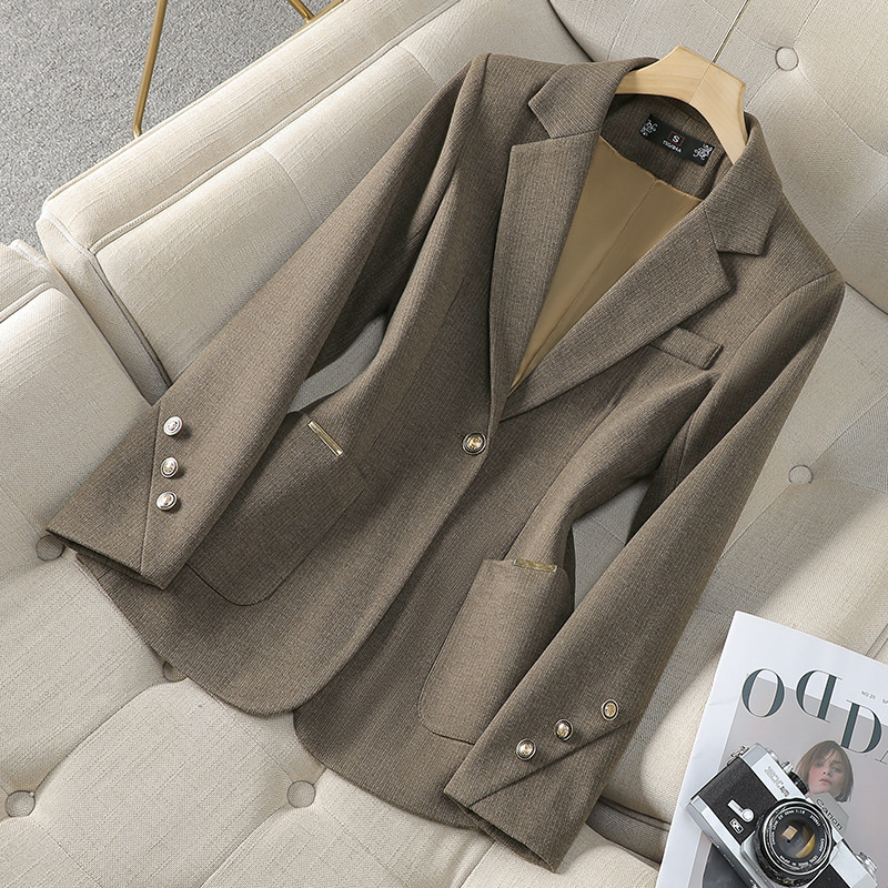 女性フォーマルブレザーレディースグレーコーヒー女性長袖シング - Formal Winter Wear Women Jacket のレビューと価格