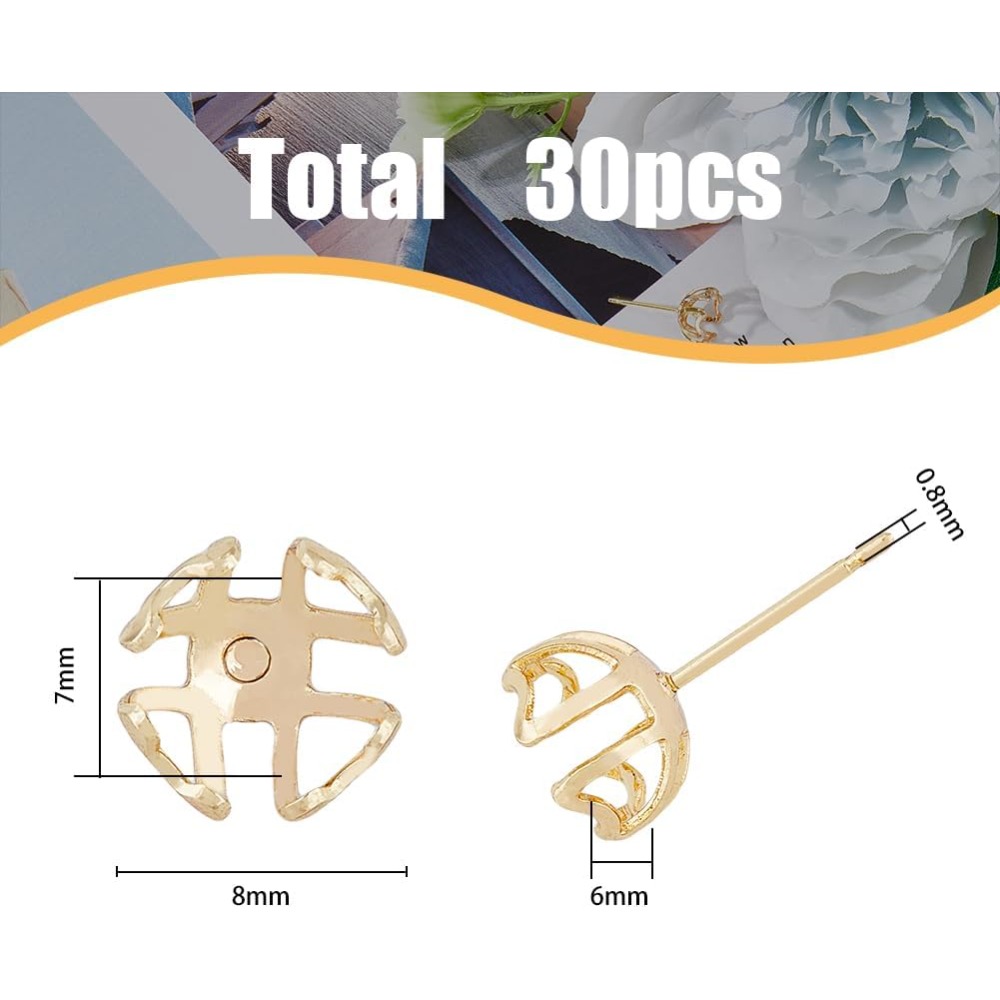30個入り イヤリング留め具 4本爪イヤリングセッティング  - Pearl Earring Stud のレビューと価格
