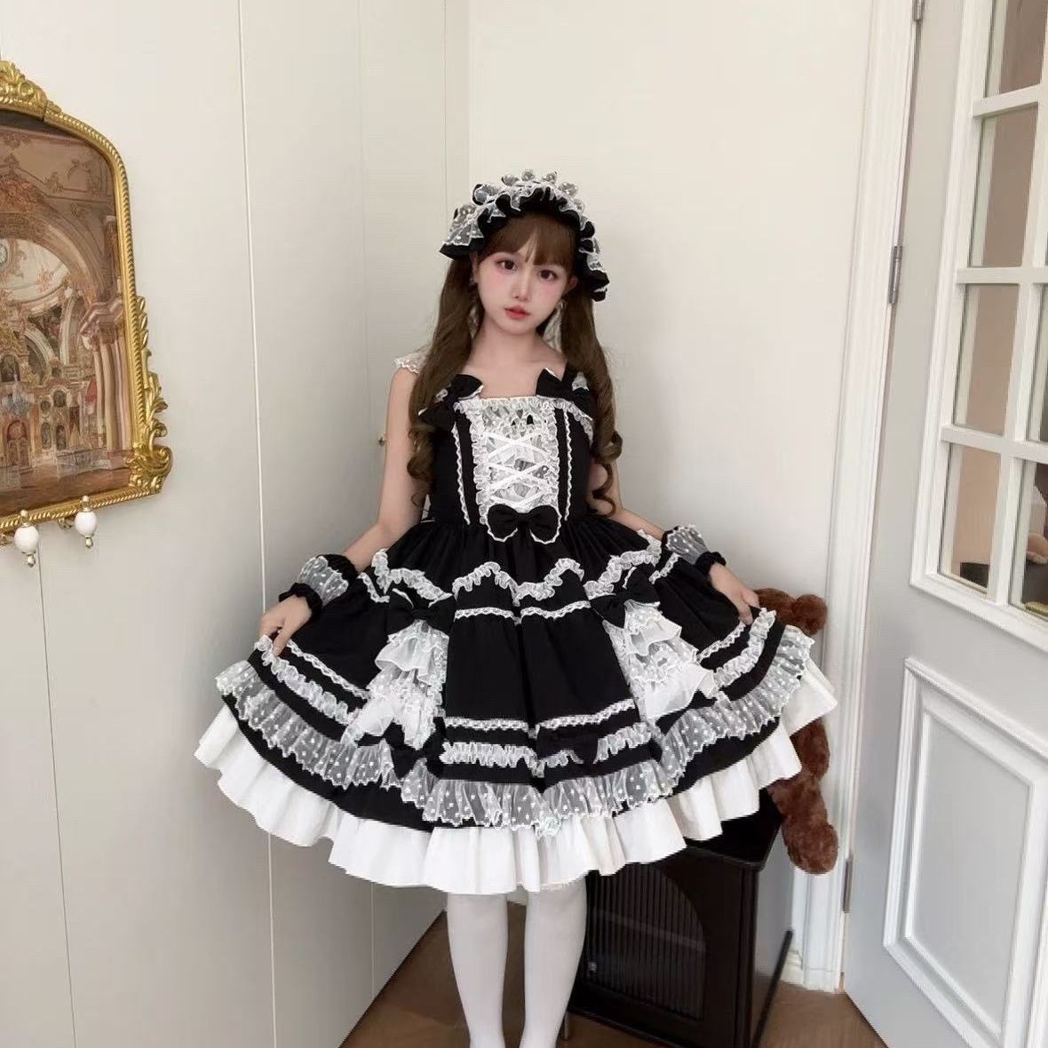 スイートロリータドレス クリームホワイト フリルレース プリ - Victorian Women'S Formal Wear のレビューと価格