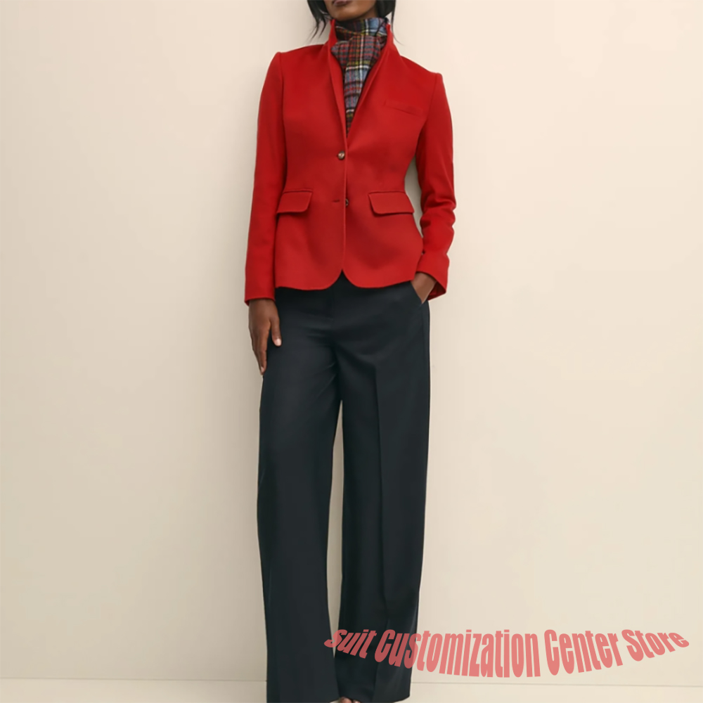 レディース ネイビー ウール服 シングルブレスト ツーピース - Formal Winter Wear Women Jacket のレビューと価格