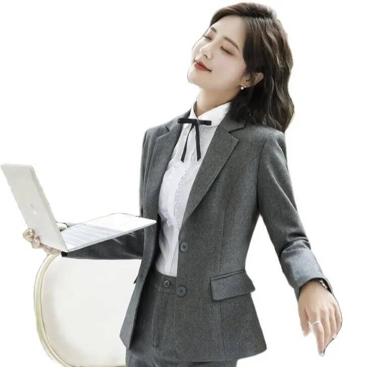 斬新なグレーのフォーマルブレザーとジャケット、コート、長袖、 - Formal Winter Wear Women Jacket のレビューと価格