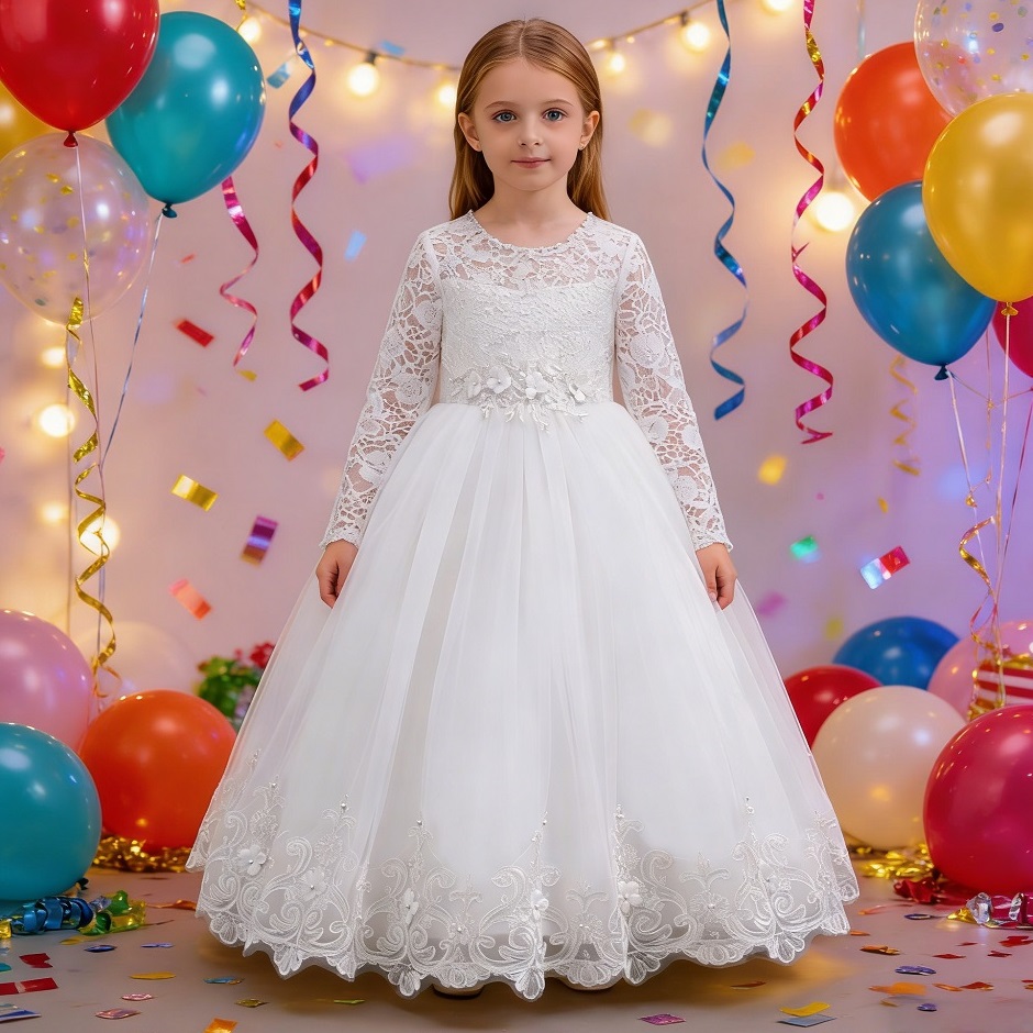 女の子用ドレス 4～12歳の女の子用ロングドレス 誕生日ドレ - Women'S Formal Wear For Girls のレビューと価格