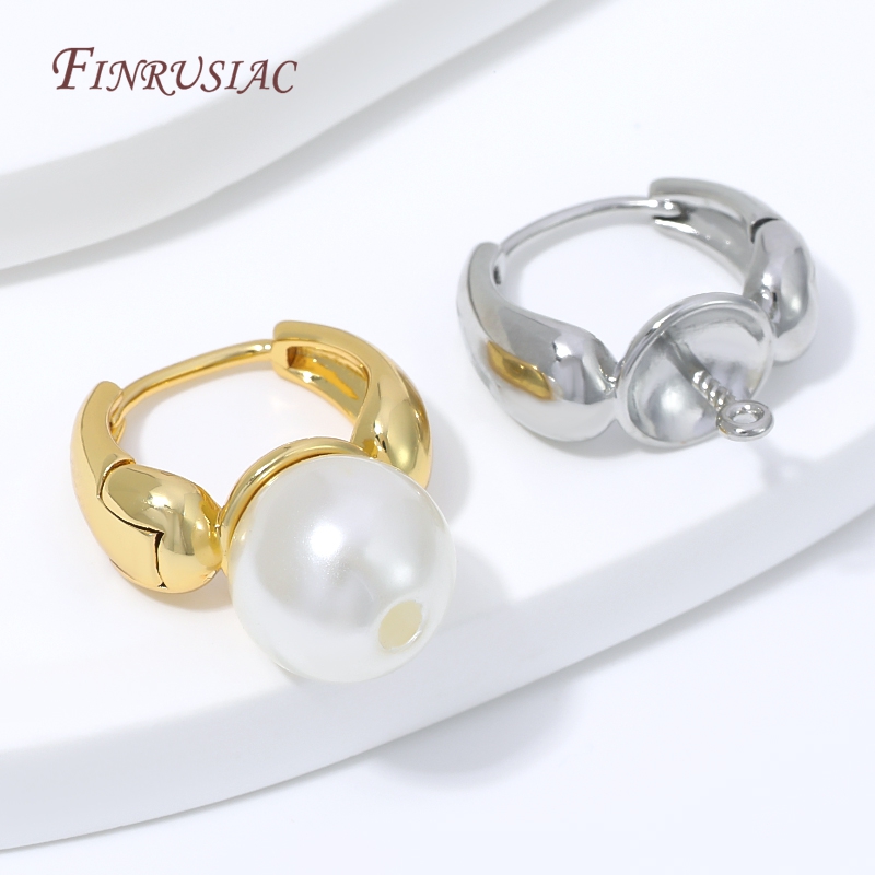 18K金メッキの水滴型ハギーイヤリング留め金具、パールポスト - Pearl Earring Stud のレビューと価格