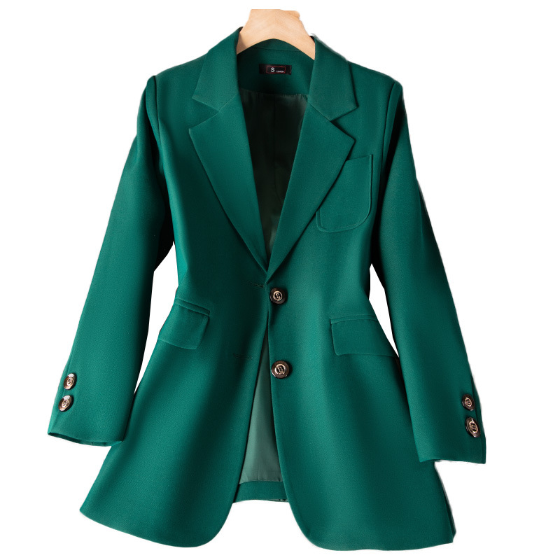 女性用長袖シングルブレストジャケット,フォーマルコート,青, - Formal Winter Wear Women Jacket のレビューと価格